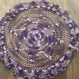 Vintage Hand made Crochet/ Crocheted Doily Placemat Purple Ombré 20 inches